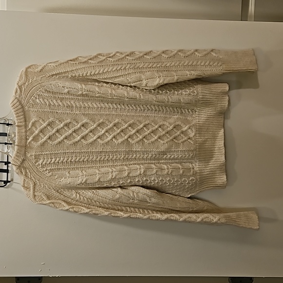 Vintage Heavy Cream Cable Knit Sweater Unisex Medium - Wool & Mohair - Picture 5 of 12